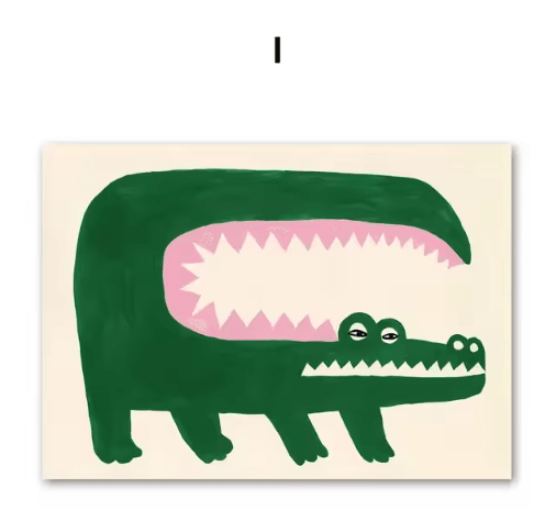Abstract Crocodile & Fish Canvas Art Colorful Modern Wall Decor