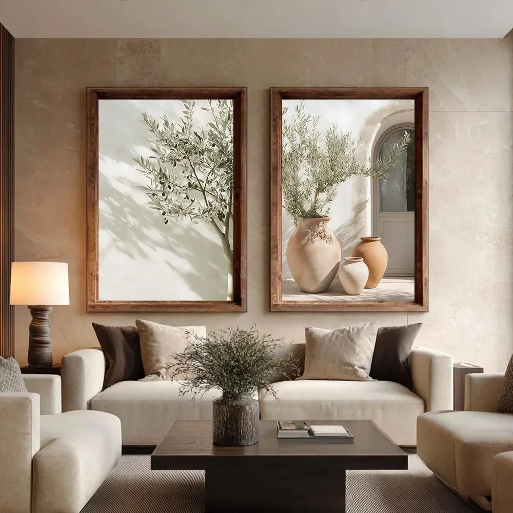Mediterranean Olive Tree Landscape Wall Art Canvas Print