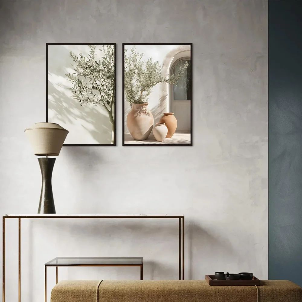 Mediterranean Olive Tree Landscape Wall Art Canvas Print