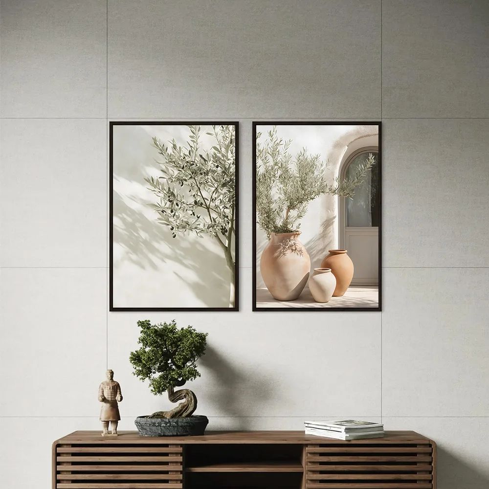 Mediterranean Olive Tree Landscape Wall Art Canvas Print