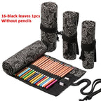 Canvas Roll Up Pencil Case 12 Slot Organizer for School and Art Supplies