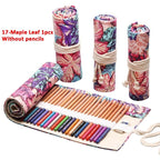 Canvas Roll Up Pencil Case 12 Slot Organizer for School and Art Supplies