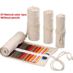Canvas Roll Up Pencil Case 12 Slot Organizer for School and Art Supplies