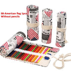 Canvas Roll Up Pencil Case 12 Slot Organizer for School and Art Supplies