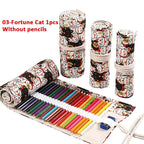 Canvas Roll Up Pencil Case 12 Slot Organizer for School and Art Supplies