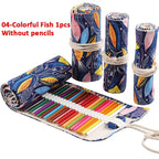 Canvas Roll Up Pencil Case 12 Slot Organizer for School and Art Supplies