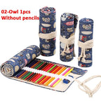 Canvas Roll Up Pencil Case 12 Slot Organizer for School and Art Supplies