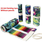Canvas Roll Up Pencil Case 12 Slot Organizer for School and Art Supplies