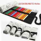 Canvas Roll Up Pencil Case 12 Slot Organizer for School and Art Supplies