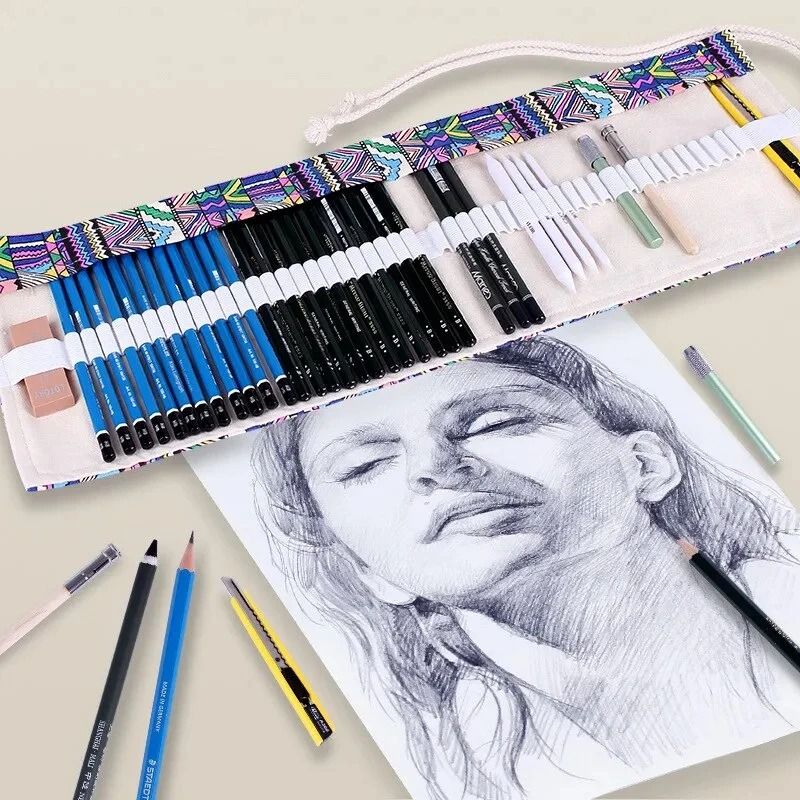 Canvas Roll Up Pencil Case 12 Slot Organizer for School and Art Supplies