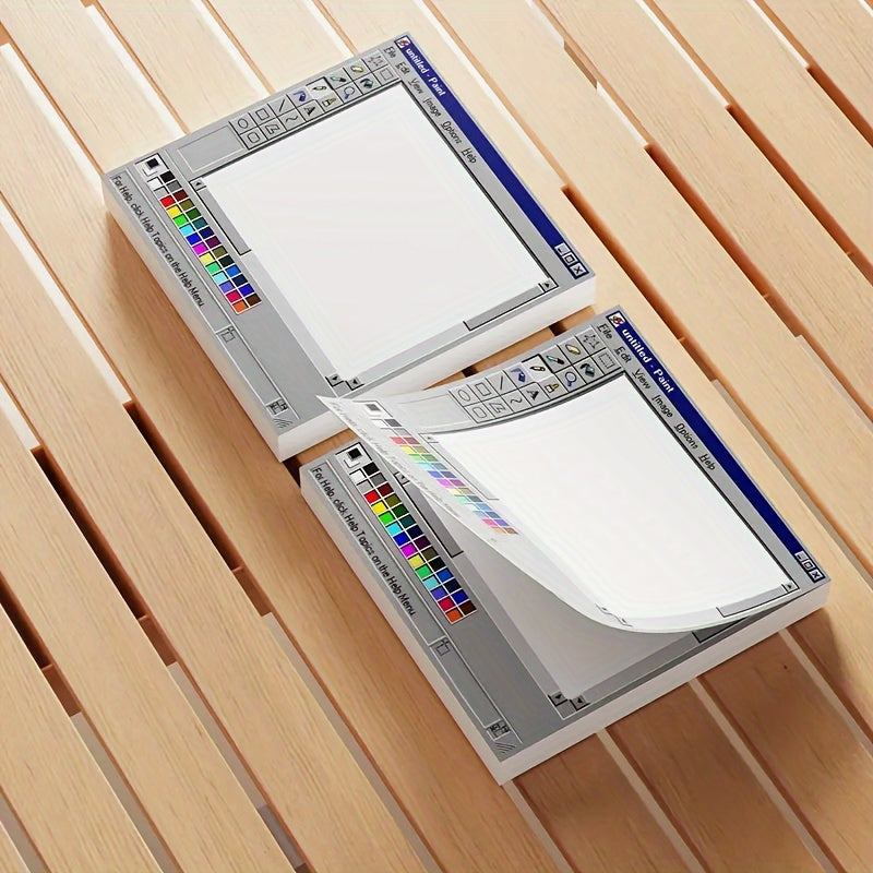 Vintage Computer Sticky Notes Sheet Retro Drawing Memo Pad
