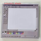 Vintage Computer Sticky Notes Sheet Retro Drawing Memo Pad