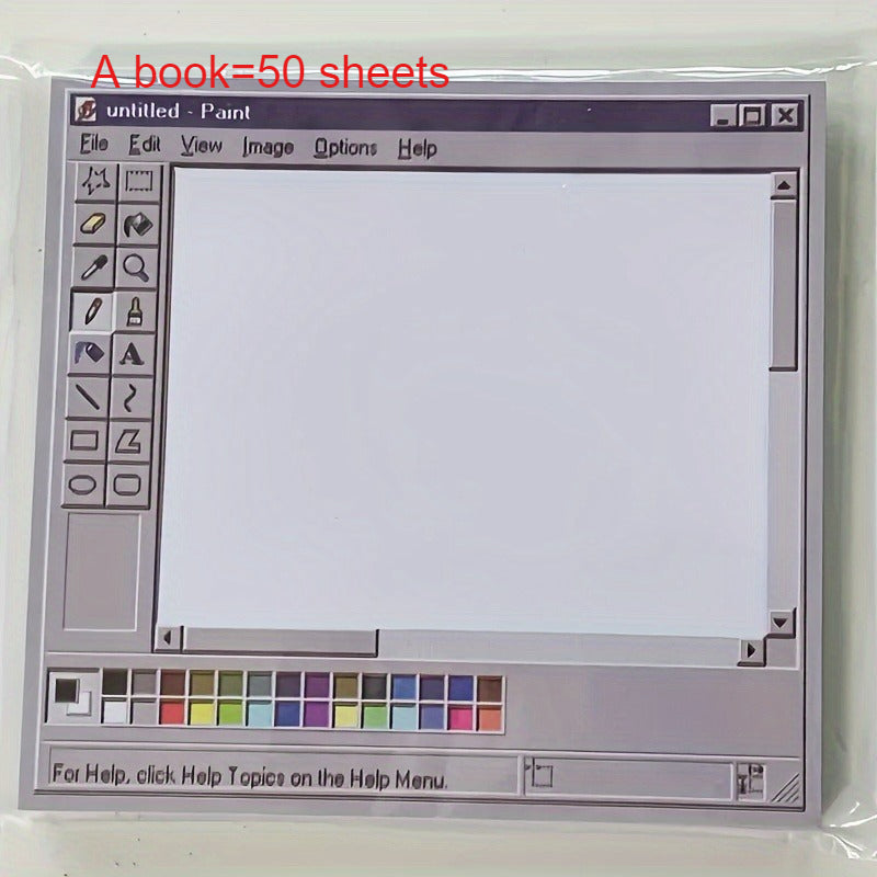 Vintage Computer Sticky Notes Sheet Retro Drawing Memo Pad