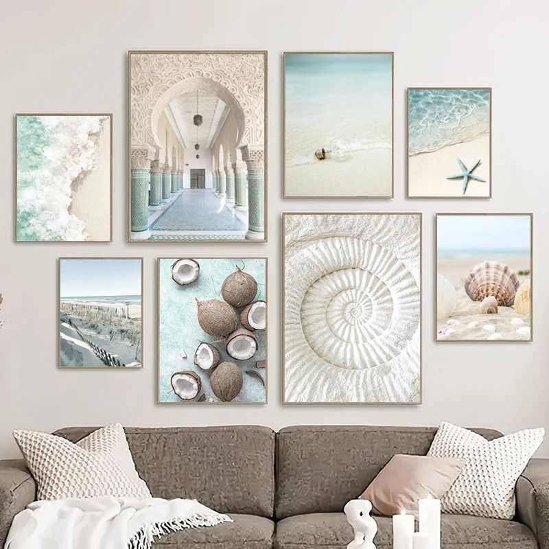 Tropical Ocean Shell Canvas Wall Art Summer Beach Aesthetic Print