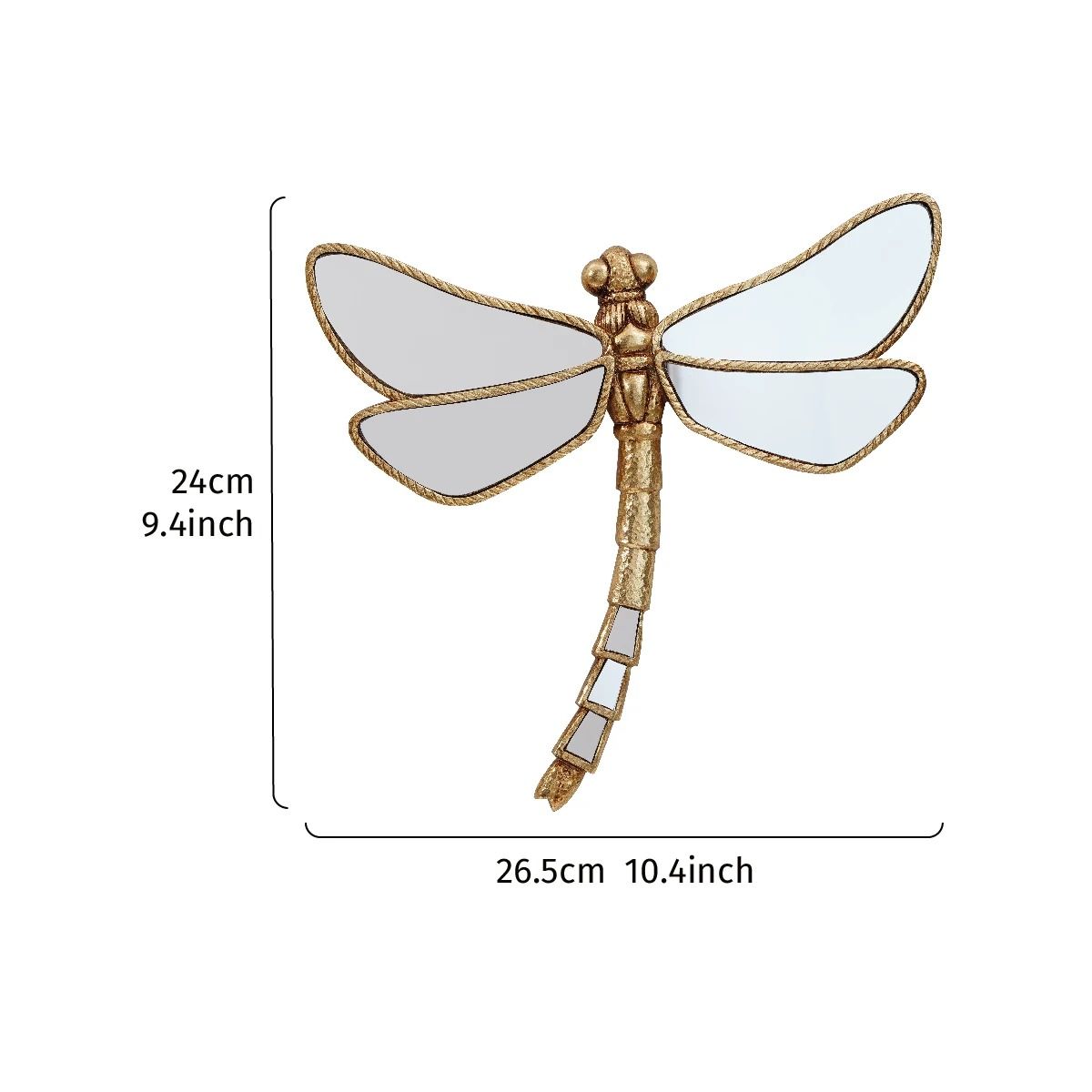 Golden Mirror-Finish Dragonfly Wall Hanging Resin Decor