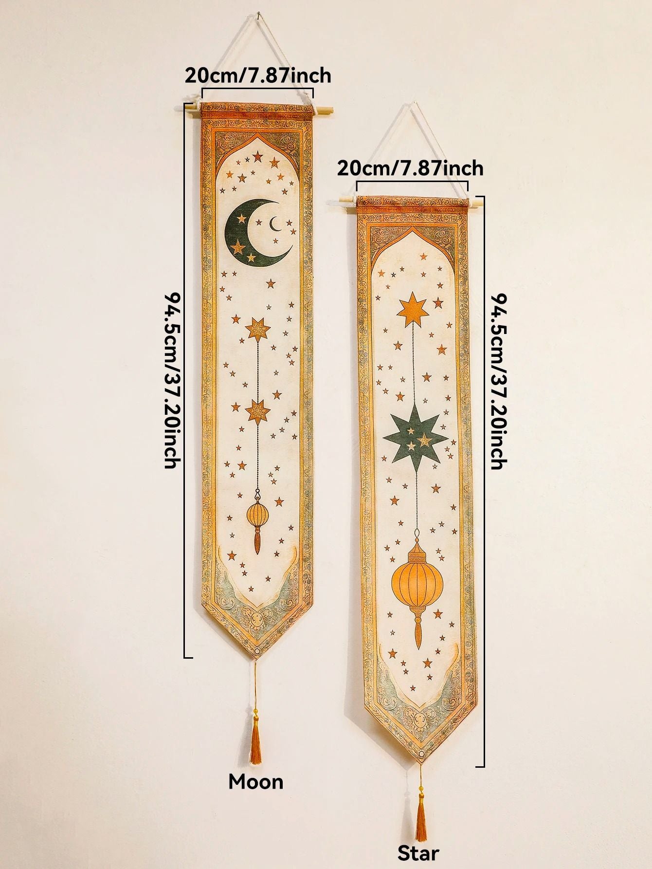 Islamic Ramadan Moon Star Lantern Wall Banner Eid Mubarak Tapestry Decor