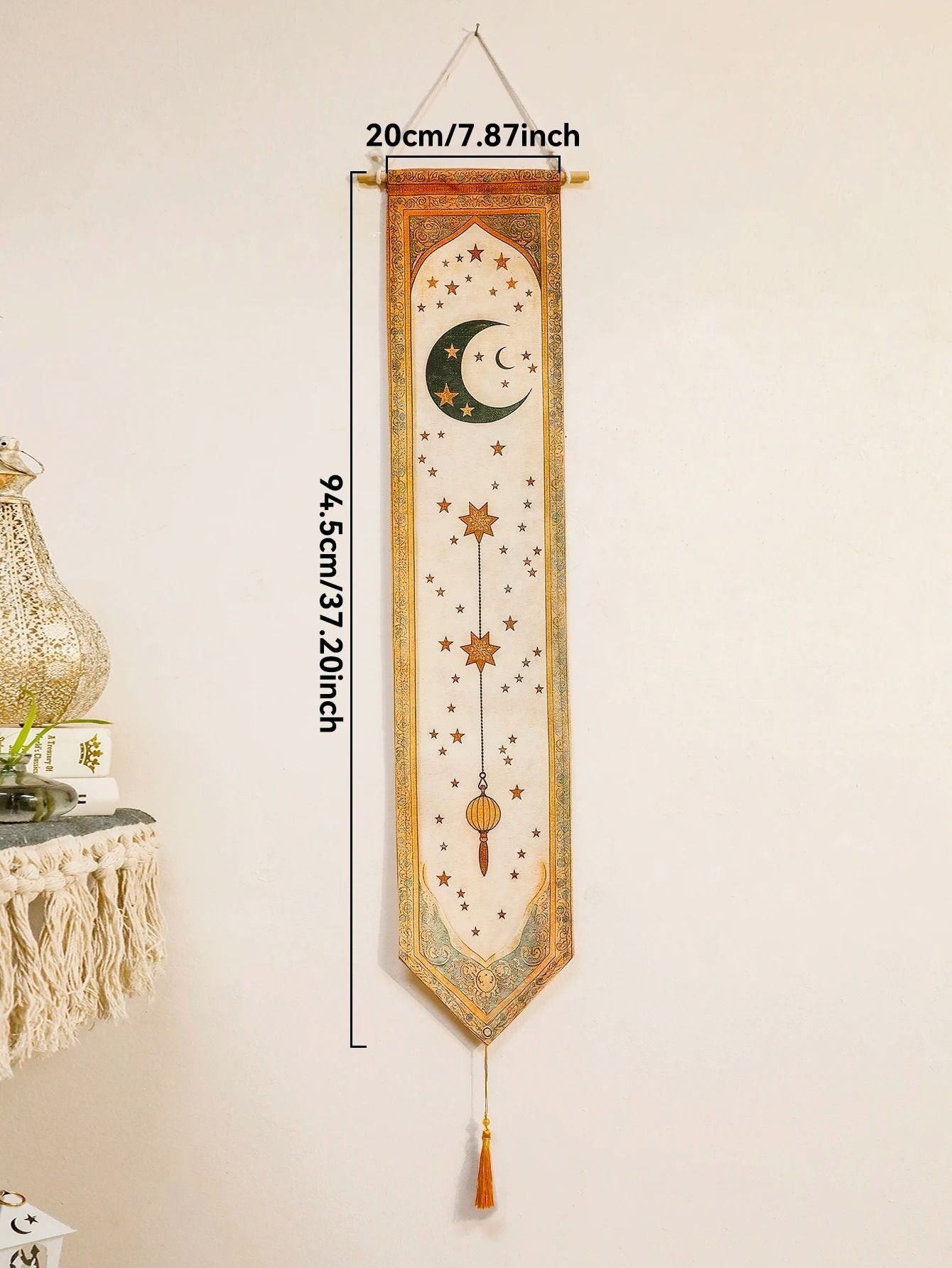 Islamic Ramadan Moon Star Lantern Wall Banner Eid Mubarak Tapestry Decor