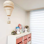 Handwoven Rattan Hot Air Balloon Hanging Decor – Kawaii Nursery Wall Ornament & Photo Prop