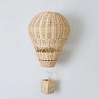 Handwoven Rattan Hot Air Balloon Hanging Decor – Kawaii Nursery Wall Ornament & Photo Prop