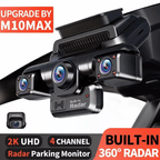 4K 360 Dash Cam 4 Channel GPS Night Vision WiFi Car Camera System
