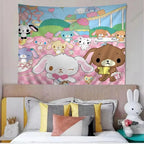 Sugarbunnies Cartoon Tapestry Wall Hanging – Cute Aesthetic Fabric Poster for Bedroom & Home Decor