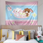 Sugarbunnies Cartoon Tapestry Wall Hanging – Cute Aesthetic Fabric Poster for Bedroom & Home Decor