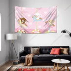 Sugarbunnies Cartoon Tapestry Wall Hanging – Cute Aesthetic Fabric Poster for Bedroom & Home Decor