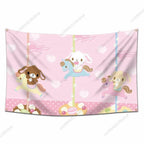 Sugarbunnies Cartoon Tapestry Wall Hanging – Cute Aesthetic Fabric Poster for Bedroom & Home Decor