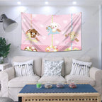 Sugarbunnies Cartoon Tapestry Wall Hanging – Cute Aesthetic Fabric Poster for Bedroom & Home Decor