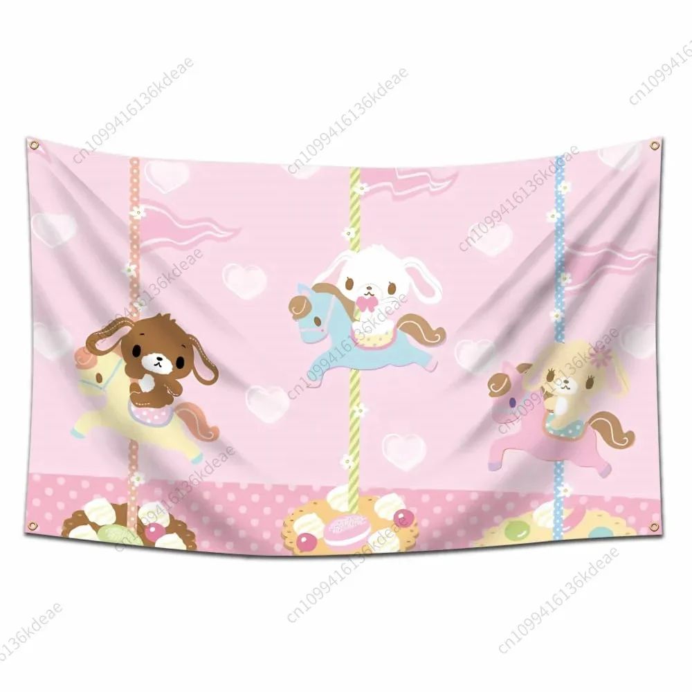 Sugarbunnies Cartoon Tapestry Wall Hanging – Cute Aesthetic Fabric Poster for Bedroom & Home Decor