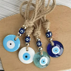 Handcrafted Evil Eye Glass Wall Hanging – Blue Eye Protection Pendant for Home Decor