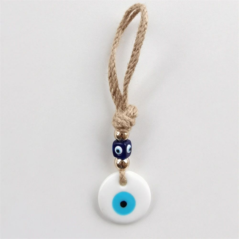 Handcrafted Evil Eye Glass Wall Hanging – Blue Eye Protection Pendant for Home Decor