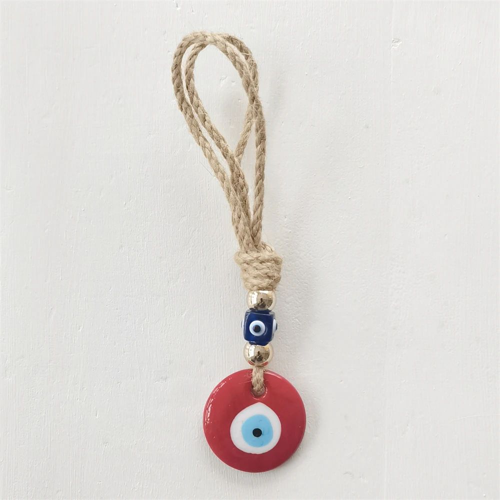 Handcrafted Evil Eye Glass Wall Hanging – Blue Eye Protection Pendant for Home Decor