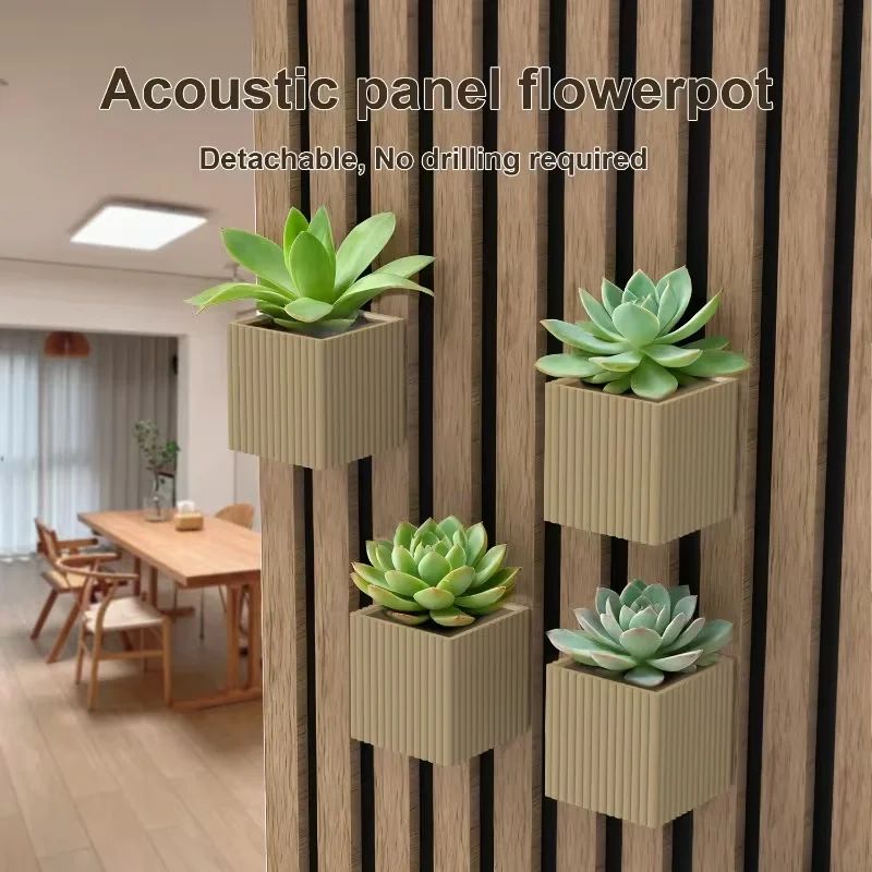 Square Acoustic Panel Shelf Rack for Plants and Room Decor
