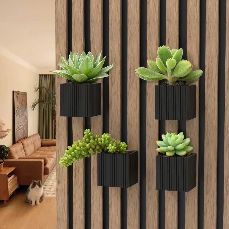 Square Acoustic Panel Shelf Rack for Plants and Room Decor