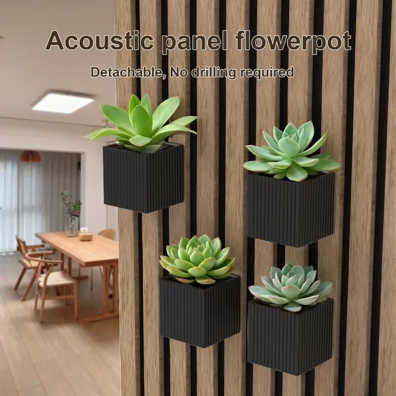Square Acoustic Panel Shelf Rack for Plants and Room Decor