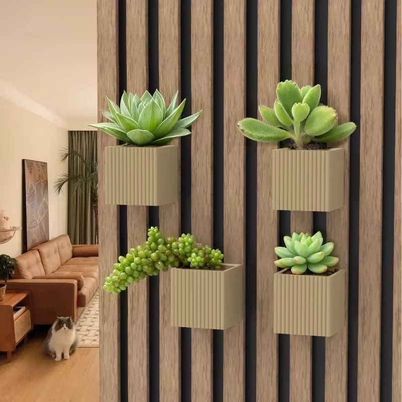 Square Acoustic Panel Shelf Rack for Plants and Room Decor