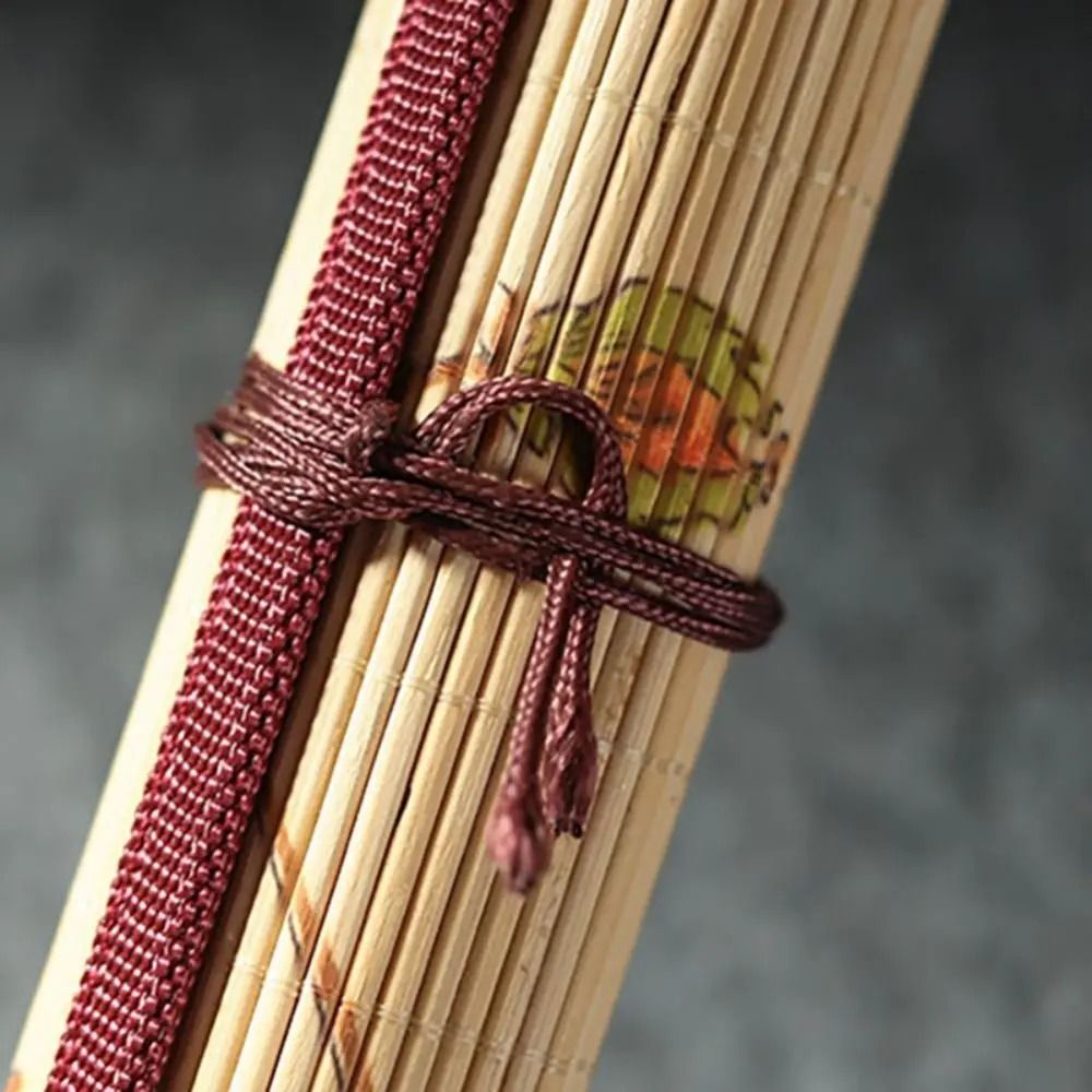 Retro Bamboo Calligraphy Brush Roll Up Case for Painting & Art Supplies