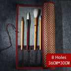Retro Bamboo Calligraphy Brush Roll Up Case for Painting & Art Supplies