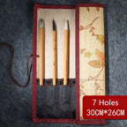 Retro Bamboo Calligraphy Brush Roll Up Case for Painting & Art Supplies