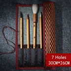 Retro Bamboo Calligraphy Brush Roll Up Case for Painting & Art Supplies