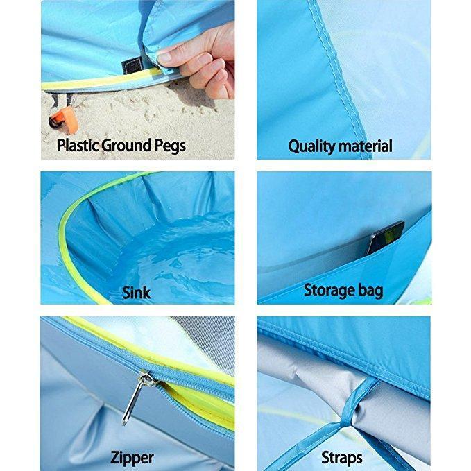 Modern Baby Pop-Up Beach Tent with Pool - Easy Setup Sun Shade for Babies