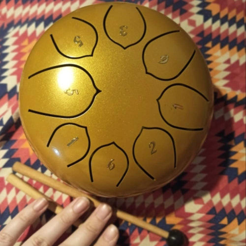 8 Tune Steel Tongue Drum - Portable Hang Drum for Relaxation & Meditation