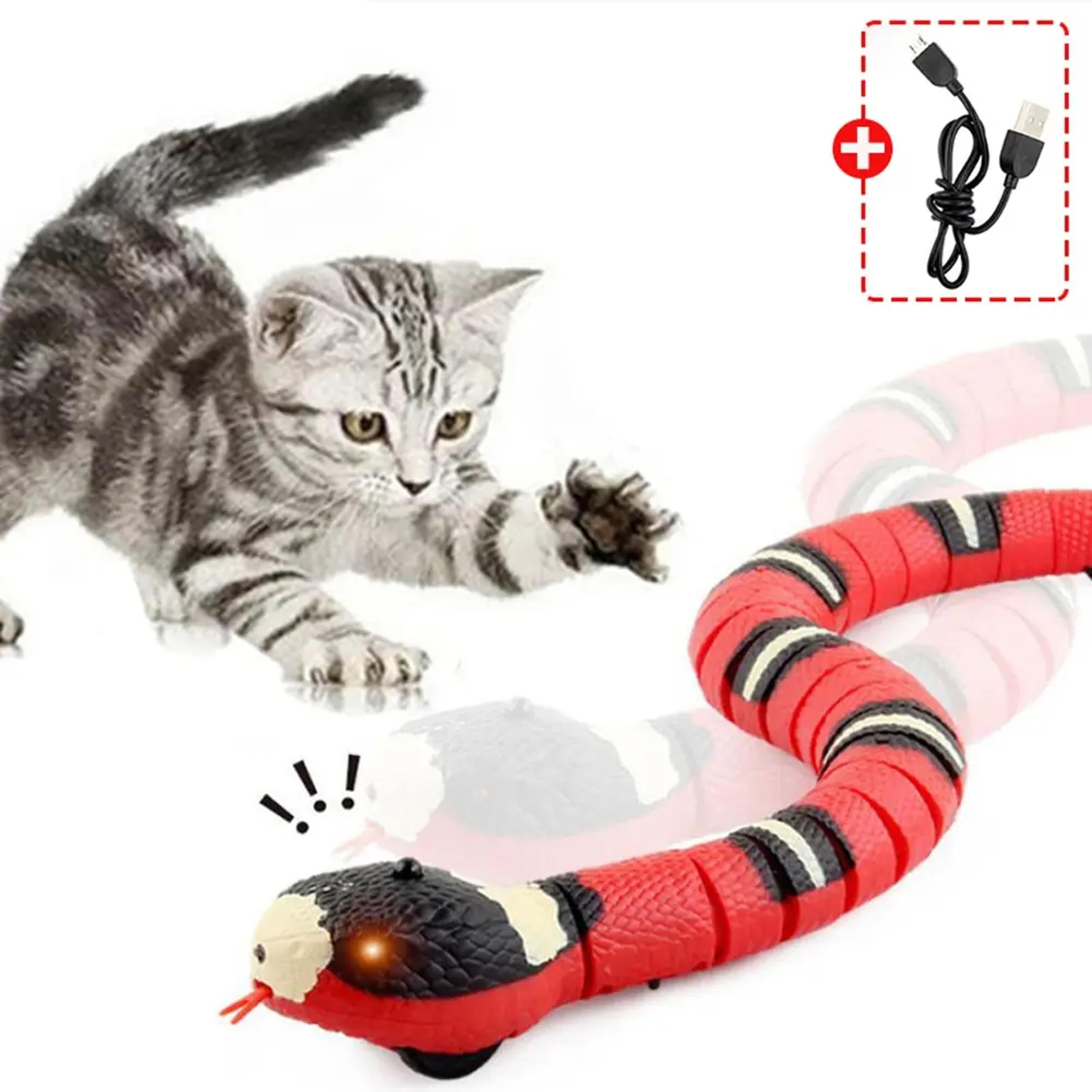 Smart Sensing Cat Toys Interactive Automatic Eletronic Snake Cat Teaser Indoor Play Kitten Toy USB Rechargeable for Cats