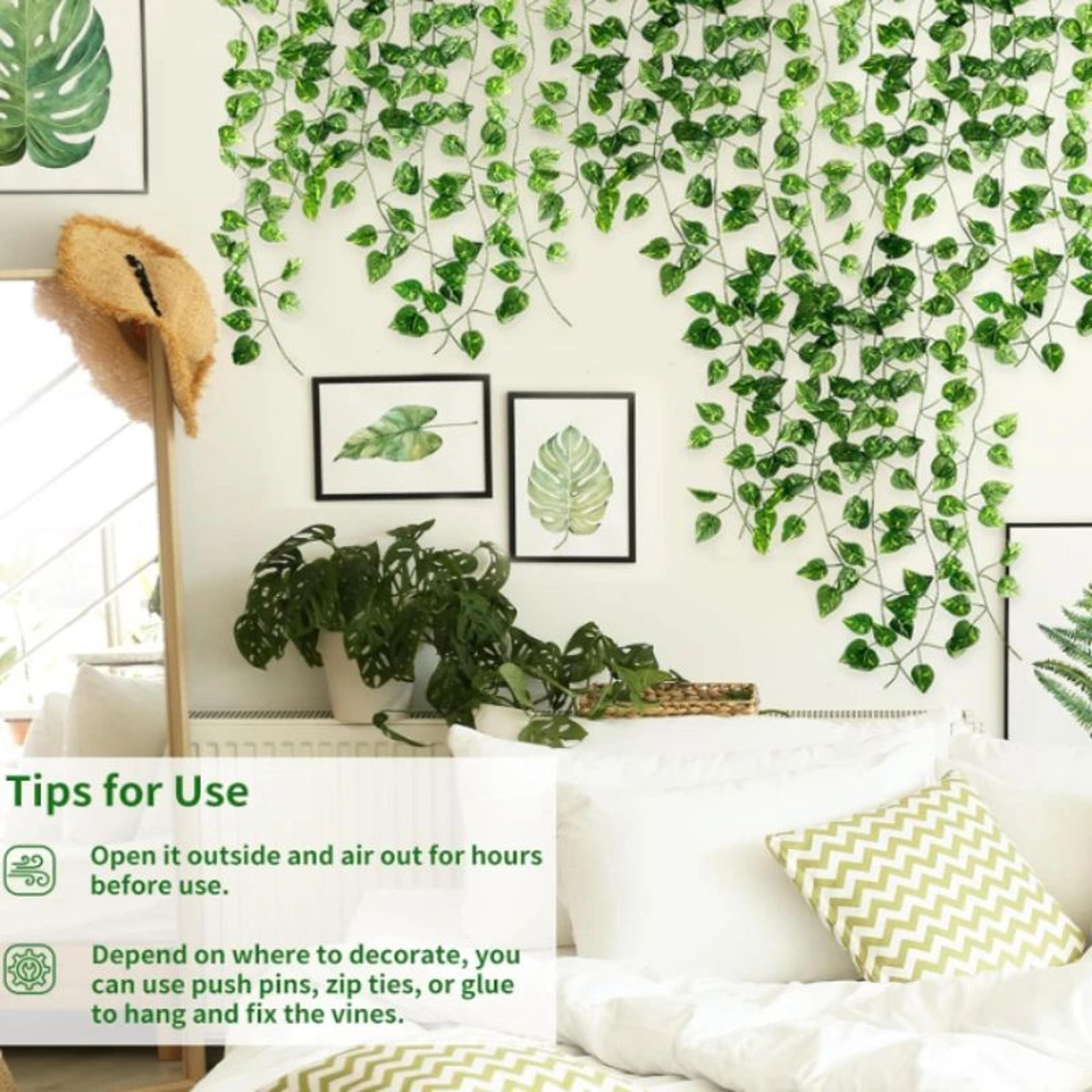 Lush Evergreen Ivy Garland Hanging Vines – Realistic Silk Leaf Wall & Garden Decor