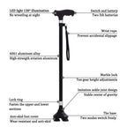 Premium Retractable Adjustable Walking Cane with LED Light for Seniors & Elders