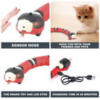 Smart Sensing Cat Toys Interactive Automatic Eletronic Snake Cat Teaser Indoor Play Kitten Toy USB Rechargeable for Cats