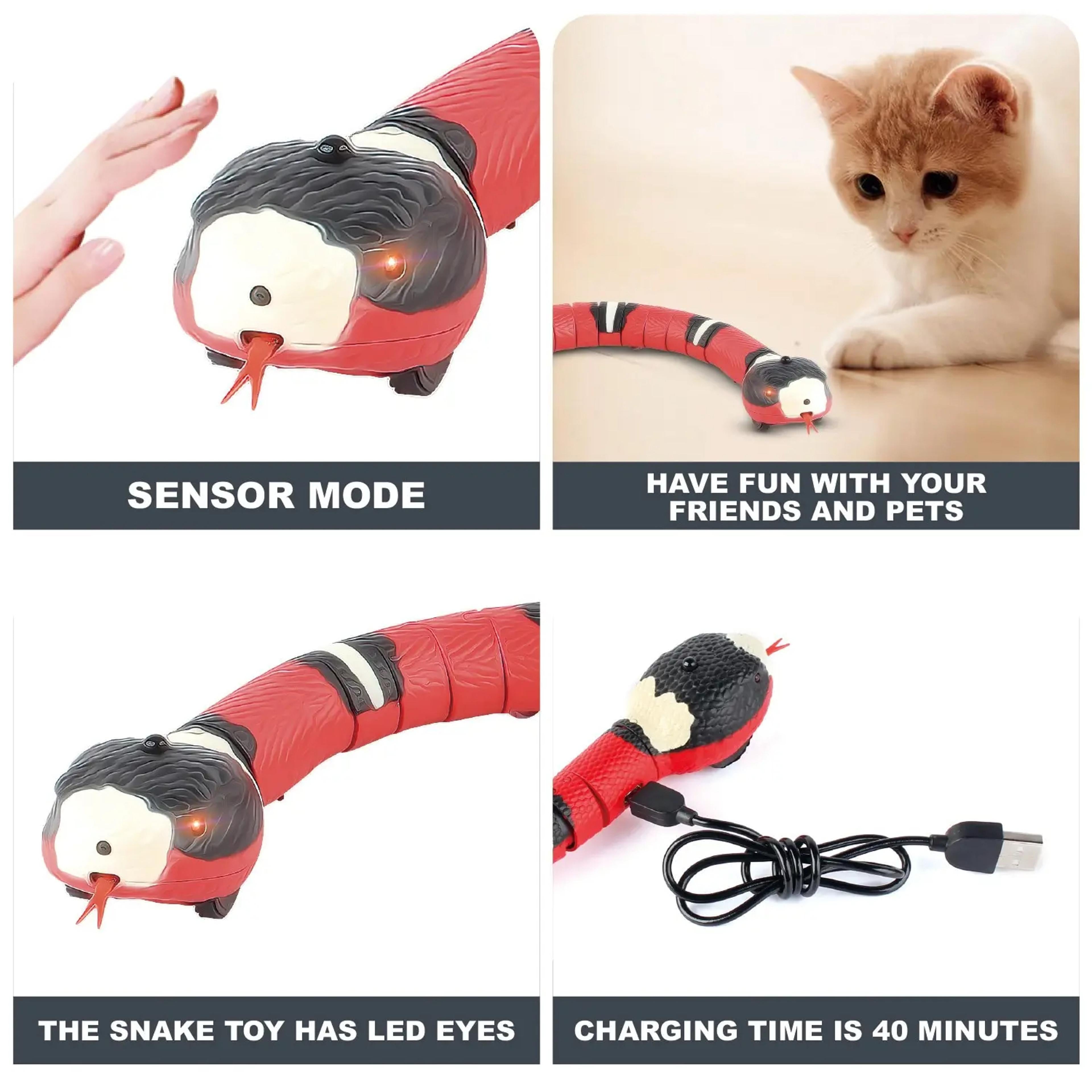 Smart Sensing Cat Toys Interactive Automatic Eletronic Snake Cat Teaser Indoor Play Kitten Toy USB Rechargeable for Cats