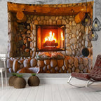 3D Window Scenery Tapestry Forest View Wall Hanging Mural Cloth Decor