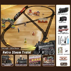 Electric Railway Train Set with Steam Locomotive, Smoke, Light and Sound